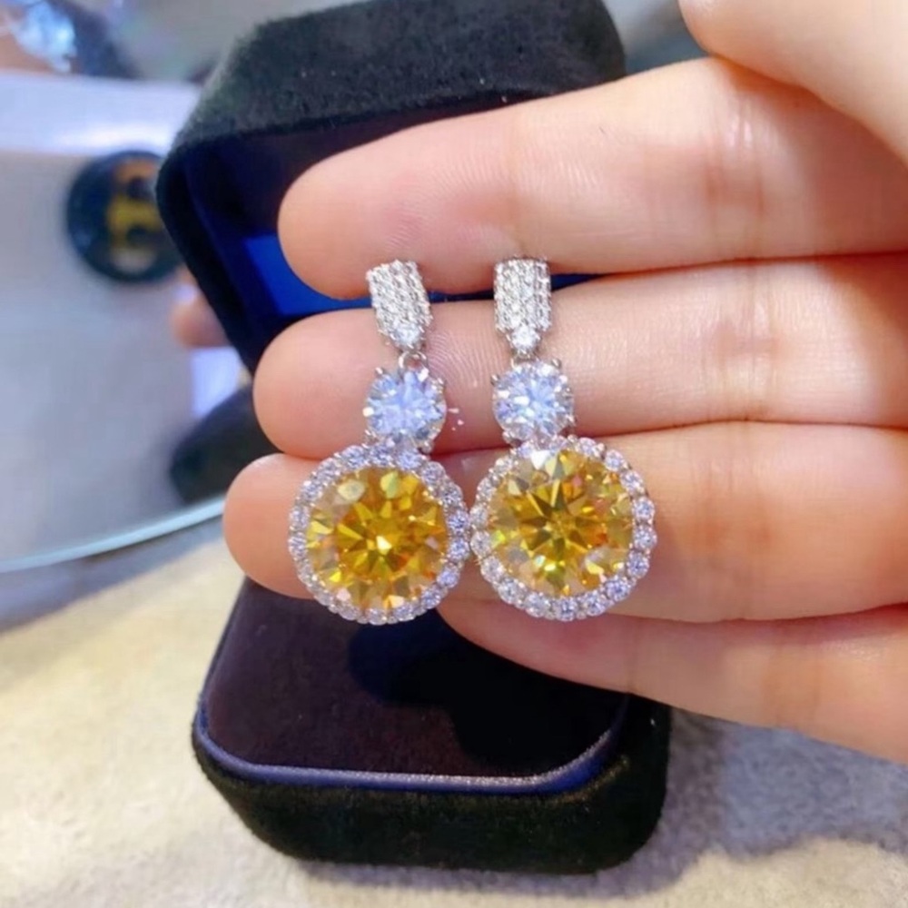 🔥Silver 925 VVS 12CT Certified Moissanite  Brilliant Cut Wedding Drop Earrings